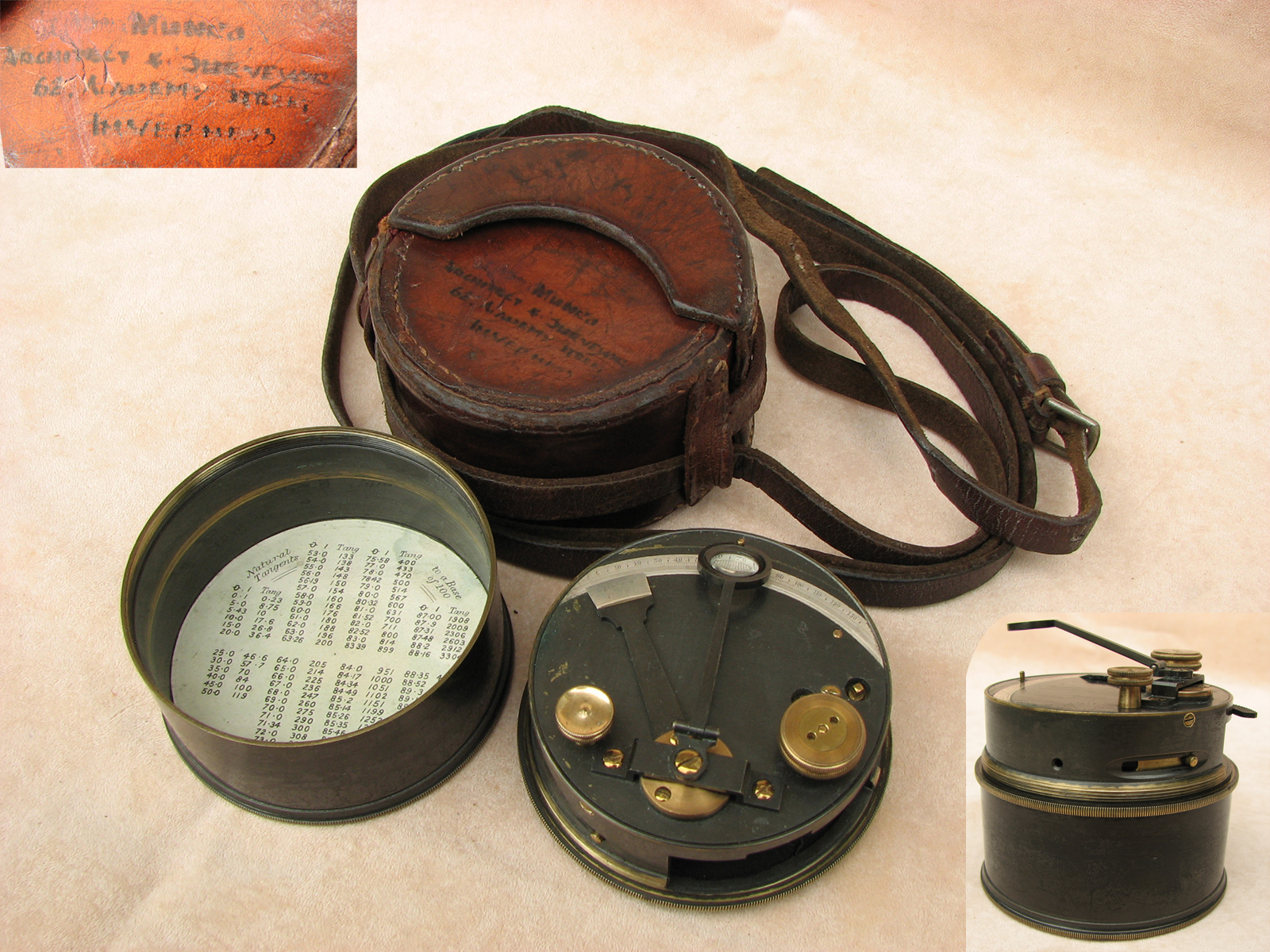 Francis Barker post WW1 era pocket box sextant with leather case